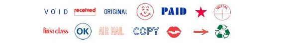 Stock message stamps. Stock stamps at Knockout Prices from Rubber Stamp Champ.  Perfect for the home or office.